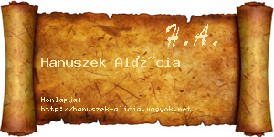 Hanuszek Alícia névjegykártya
